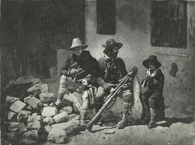 Seated Pifferari, Italian Street Musicians (in the Courtyard, 21 Quai de Bourbon) by Charles Nègre